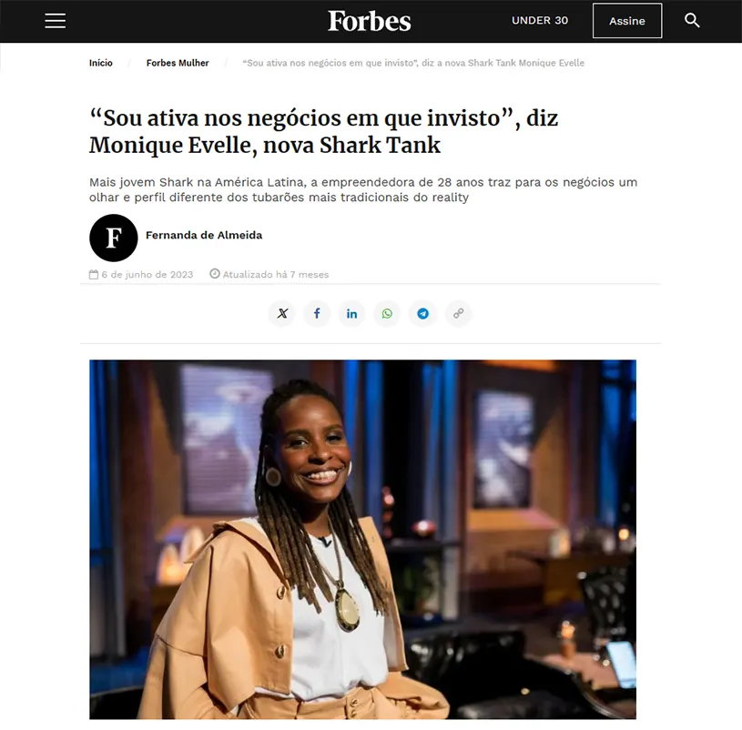 Monique Evelle, nova Shark Tank, atua nos investimentos - Forbes